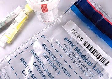 Enveloppes de transport orfix Bags4Med pour échantillons médicaux et laboratoires de santé.